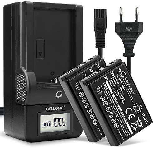 CELLONIC, Batería para Cámara, Compatible con Kodak Easyshare DX6490, DX7590, KLIC-5001, P712 (3.7V, 1400mAh) 2 Unidades + Cargador