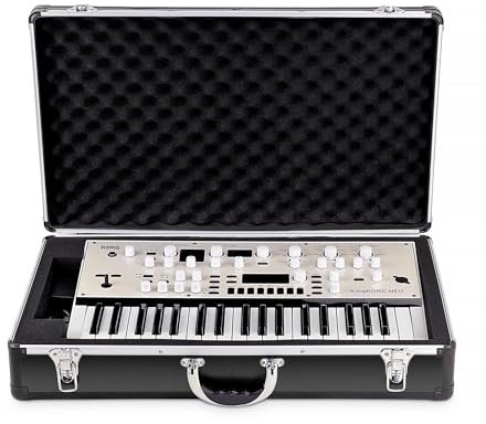 Analog Cases Unison Case für Korg Wavestate oder vergleichbare Synthesizer (Transportkoffer, Eckschutz aus Aluminium, gepolsterter Deckel mit Tragegriff, Kabelaufbewahrungsfächer), Schwarz