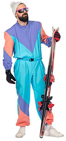 WILBERS & WILBERS - Herren Kostüm Vintage Ski Sport - Overall Karneval Fasching - einteiliger Overall lila-blau - Größe M/50