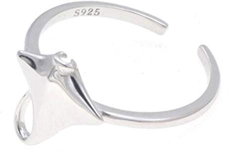 Miniblings Manta Rochen Ring - I Mantarochen Fisch Knorpelfische Tauchen Meer 925er Silber Echtsilber - Handmade Modeschmuck I Fingerring mit Motiv I verstellbar one Size