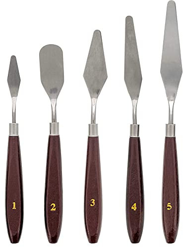 AKOAK 5 Pcs/Set Oil Painting Knife Paint Tool Palette Scraper Palette Oil Mixing Art Painting Knife Commonly Used Painting Tool Accessories