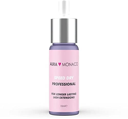 AURA Monaco Speed Dry Professional 10ml Liquid Glue Dry Booster Beschleuniger mit Pipette für Trocknung & Haltbarkeit von Wimpernkleber bei Wimpernverlängerung mit Eyelash Extensions