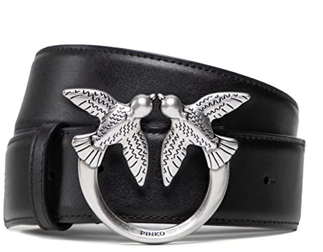 Pinko Love Berry Simply Belt H4 Vit., Cintura Donna, Z99o_nero-old Silver, S