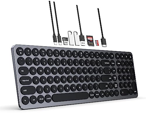 Kolude USB C Docking Station Wired Full Size Computer Keyboard, 9 in 1 USB C Hub Triple Display,USB C to HDMI Adapter with 4K HDMI, 100W PD, 4USB for MacBook Pro/Air Dell HP ASUS, etc- Black