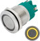 Lumonic Interruttore a pulsante in acciaio inox piatto diametro 22mm I Con un LED ad anello in giallo Dimensioni: Morsetto a vite 250V 3A I Antivandal