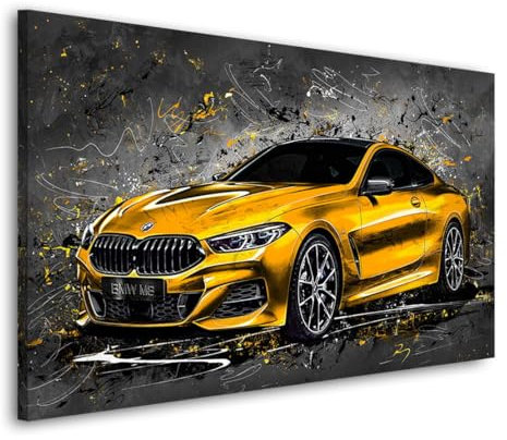 Kunstgestalten24 | BMW 8 Abstrakt Auto Leinwand-Bild | mit Echtholz-Keilrahmen | Leinwandbild Wandbild Gemälde Kunst Art | Hochwertige Kunstdrucke | XXL Bilder auf Leinwand