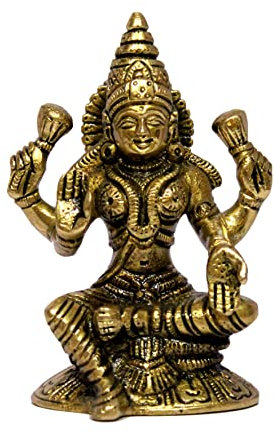 eSplanade Brass Laxmi Lakshmi Göttin Murti Idol Statue Figur Skulptur – Pooja Idole – Heimdekoration – goldfarben – 12,1 cm
