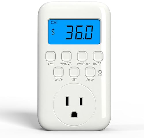 HBN Watt Meter Plug with Backlight, Plug-in Socket Power Meter Electricity Usage Monitor Consumption Home Electrical Energy Monitor, Voltage Amps Wattage Electricity Usage Tester, 9 Display Modes