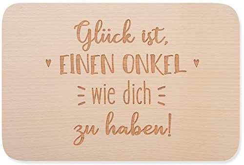 JUNIWORDS Frühstücksbrettchen, Glück ist, einen Onkel wie dich zu haben, Holzbrett Frühstücksbrett Holzbrettchen