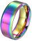 HIJONES Herren Damen Edelstahl Regenbogen Gebürsteter Ring 8mm Breit Klassisch Schlicht Schlicht Ehering Matt Finish Größe 60