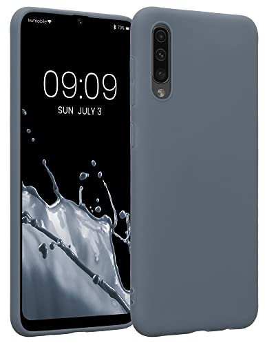 kwmobile Hülle kompatibel mit Samsung Galaxy A50 Hülle - weiches TPU Silikon Case - Cover geeignet für kabelloses Laden - Dunkler Schiefer