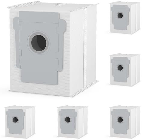 Lot de 6 sacs d'aspirateur réutilisables compatibles avec iRobot Roomba i & S Series, i7, i7+, i7Plus, i3, i3+, i4, i4+, S9Plus, Sacs de rechange pour aspirateur iRobot Roomba Clean Base Sacs