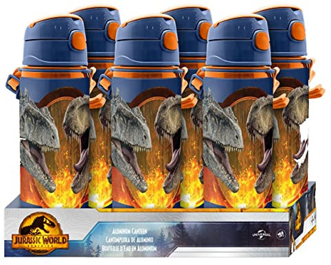 Kids Euroswan Jurassic World JP00020 Aluminiumflasche mit Griff, 600 ml, mehrfarbig