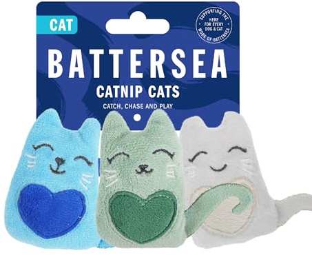Rosewood Battersea Pack of 3 Cat Toys – Three Soft Plush Kitty Toys for Cats and Kittens, Catnip-Infused, Interactive and Engaging Play for All Breeds, UK Charity Partnership