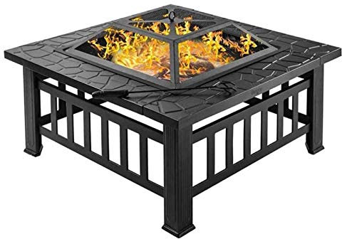 Feuerstellen für den Außenbereich, holzbefeuerte Propan-Feuerstelle, quadratischer Tisch aus Metall für den Außenbereich, quadratischer Mehrzweck-Kamin, Garten, Terrassenheizung für Partys m