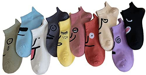 GEYIWSSXY Chaussettes Femme,Chaussettes Mignonnes avec Motif de Dessin Animé,Chaussettes de Sport