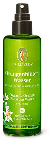 PRIMAVERA Pflanzenwasser Orangenblütenwasser bio 100 ml - naturreine Pflanzenkraft – Glasflasche – Hydrolat, Körperspray, Aromatherapie – harmonisierend, entspannend, erheiternd – vegan