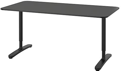 Ikea BEKANT Schreibtisch 160x80 cm schwarz gebeizt Eschenfurnier / schwarz