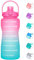 Unistar Wasserflasche mit 2-in-1-Deckel (Strohhalmdeckel/Becherdeckel), 1,8 l große Kapazität, BPA-freie Gallonen-Wasserflasche, auslaufsichere Wasserkrüge, Wasserflasche mit Zeitmarkierung für