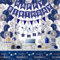 Birthday Decorations for Men Boys Women Girls, Navy Blue and Silver Birthday Party Decorations for Him Her, Blue Happy Birth Day Banner Bday Balloons Tablecloth Fringe Curtains Bday Party Supplies