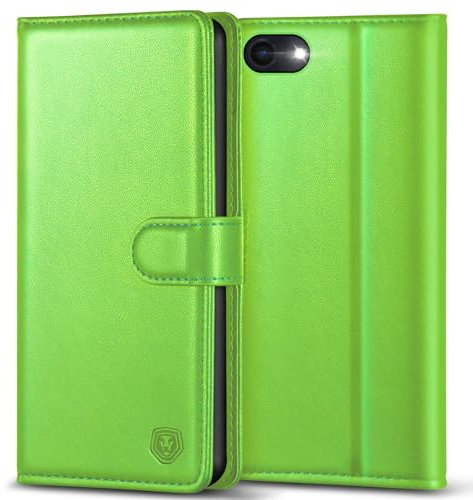 Kuafcase Case Compatible for iPhone 7, iPhone 8, iPhone SE 2022, iPhone SE 2020, 4 Card Slots Magnetic Closure Kickstand Shockproof Protective Phone Case Compatible for iPhone 7/8/SE - Grass Green
