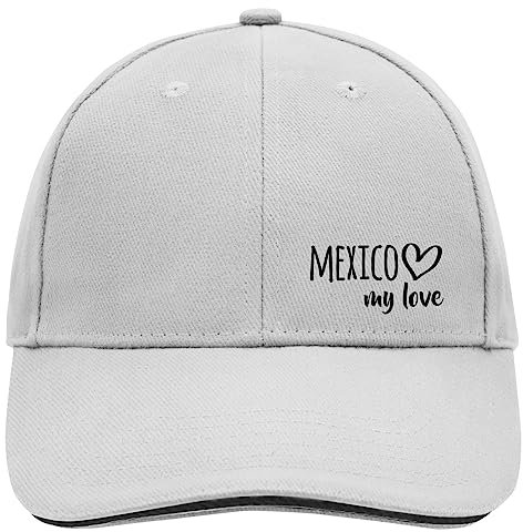 Huuraa Cappy Mütze Mexico My Love Unisex Baseball Cap Dark Grey/White für alle Fans von Mexiko-Stadt Geschenk Idee für Freunde und Familie