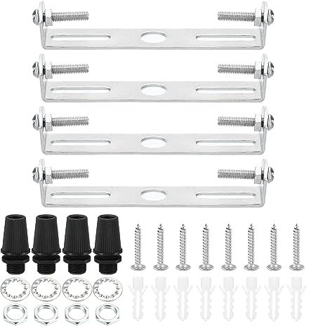 PATIKIL 90mm Lampenhalterung Decke Kit 4 Set Deckenhalterung Lampe Stahl Querleiste für Haus Büro Hängeleuchte Wand mit Schraube Unterlegscheibe Mutter