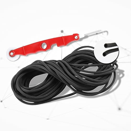 Gummikeder Keder Gummischnur mit Kederwerkzeug für Fliegengitter Tür Gummi Mückenschutz (Φ3.2mm,lang 30m,Schwarz)