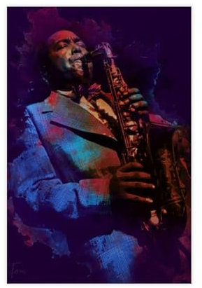 THEGIS Charlie Parker Leinwand-Poster, Wandkunst, Dekordruck, Bild, Gemälde für Wohnzimmer, Schlafzimmer, Dekoration, ungerahmt, 30 x 45 cm