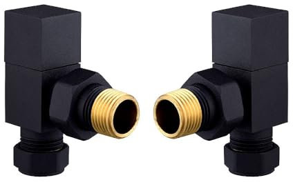 EcoSpa Manual Square Radiator Valve - Angled - Black (Pair)