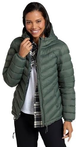 Mountain Warehouse Seasons Womens Padded Jacket - Water Resistant Coat, Puffer Jacket, Front Pockets, Adjustable Elastic Cuffs & Hood - For Autumn, Winter, Outdoors Light Khaki Women's Size 8