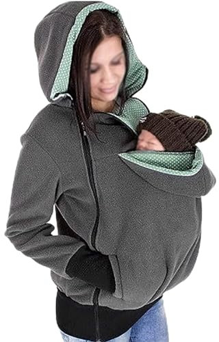Babytrage-Hoodie-Jacke, Weich Und Bequem, 3-In-1-Känguru-Mantel Für Damen Mit Reißverschluss, Schwangeres Oberteil, Babytragen,007,M