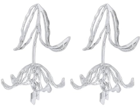 Danshinbow 1-Paar Hohle Ohrringe Tulpe Blume Geometrische Ohrringe Schmuck für Frauen und Mädchen (Silber)