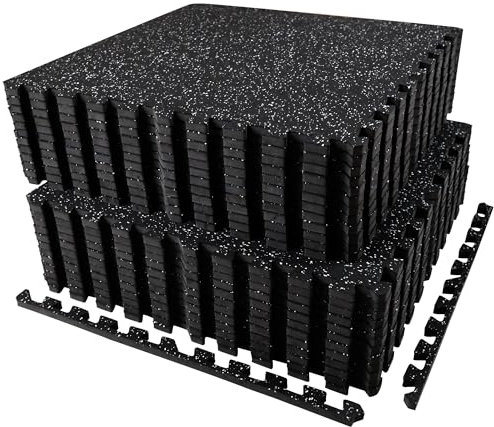 AIRHOP 24 Matten 60x60x1,4cm Extra Dicke robuste Gummierte, rutschfeste Puzzlematte, geeignet für Fitnessstudio und Heimfitness, schwere Trainingsbelastung, bodenschutzmatte Fitness, fitnessmatte