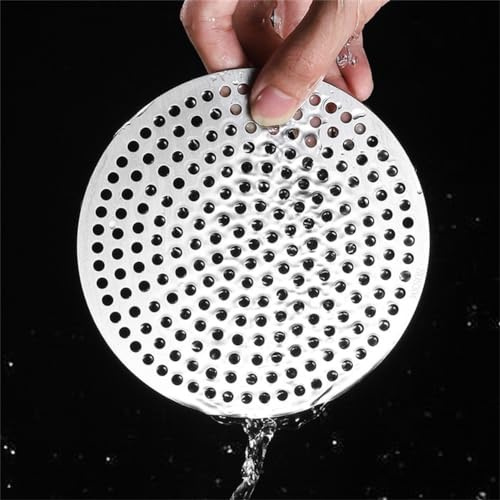 Tapa redonda de acero inoxidable para desagüe de ducha, filtro de pelo para baño (13 cm)