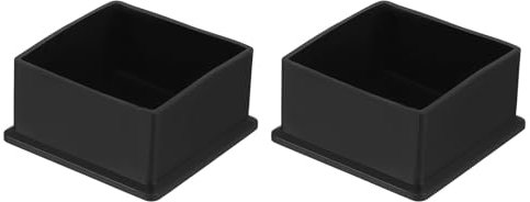 QUARKZMAN 2Pcs Embouts de Pied de Chaise Carrés en PVC, 60mm x 60mm OD, Noirs, Patins de Pied de Meuble, Capuchons de Protection de Sol pour Table de Patio, Armoire, Lit et Autres Meubles