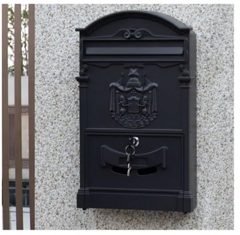 Briefkästen Postbox Briefkästen Abschließbarer Sicherer Briefkasten Vintage Metallbriefkasten Garten Wandbriefkasten Briefkasten Postkasten(Black)