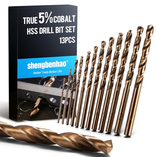 shengbenhao True 5% Cobalt Drill Bit Set, 13Pcs M35 HSS Twist Drill Bits Set 1.5mm-6.5mm,135° Split Point Extremely Heat Resistant for For Stainless Steel,Hard Metals,Aluminium,Cast Iron,Copper