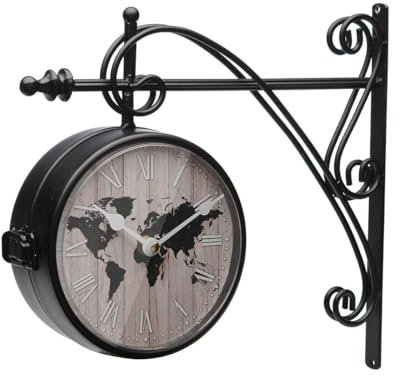 Versa Wanduhr Weltkarte Metall 8 x 27 x 31,5 cm, Bunt