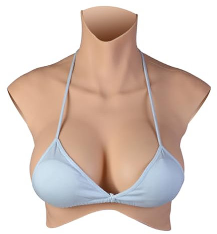 CRRCLSY Silicone Breastplate Realistic Breast Forms for Crossdresser Drag Queen Mastectomy Transgender ladyboy Cosplayer (Ivory White, D-cup Silicone Filler)