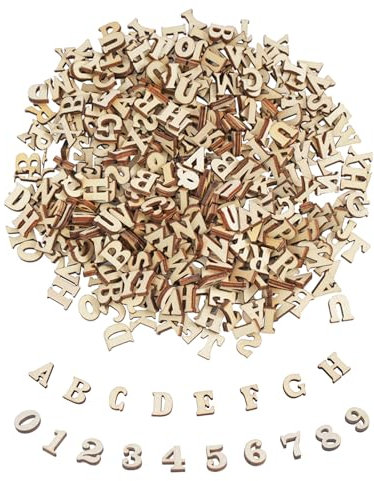 DLUSZERT 420 Stück Holzbuchstaben und Holzzahlen, 15MM Buchstaben aus Holz (A-Z) Kleine Holz Zahlen (0-9), Unbearbeitete Kleinbuchstaben zum Basteln, Natürlich Holznummern für DIY Deko Hochzeit Party