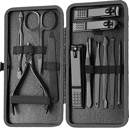 Juego de cortaúñas para manicura, lima afilada, cuchara, uñas de los pies, 12 piezas