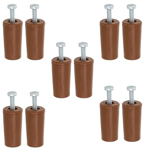 Amig - Pack de 10 Butées pour Volets Roulants | Amortisseur avec Vis M5 Antirouille et Rondelle Extérieure | Résistant aux Intempéries | Longueur : 40 mm | Marron
