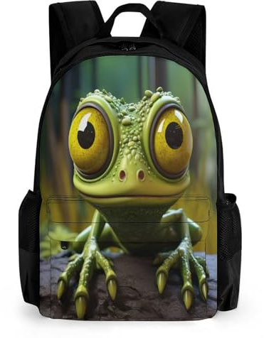 WECECE Rucksack Frosch Jungen 8 Jahre Schultasche Für Kinder Von 10 Bis 16 Jahren Schulrucksack Mit Hässlich Leichter Reise Outdoor Freizeit Schultasche