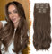 BARSDAR Clip in Extensions, 50cm Wellige Clip in Kastanien Haarverlängerungen für Frauen 5PCs Voller Kopf Natürliches Haar Synthetisches Haarteil Haarextension - Mittel Kastanien Braun
