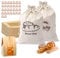 JNYLYFC 2 Pcs Reusable Linen Cotton Bread Storage Bags & 20 PCS Kraft Paper Bakery Bags with Sealing Stickers for Sourdough, Cookies, Snacks & Gift-30 x 45 & 35 x 45cm