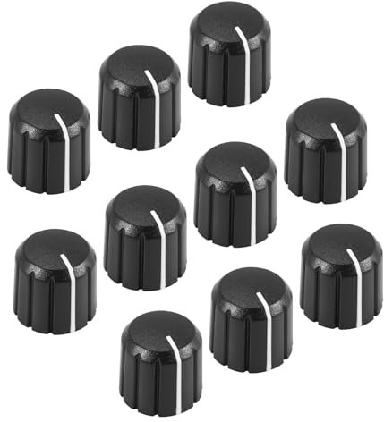 Kueohse 10 StüCke Potentiometer Steuerung Knobs für Elektrische Gitarre Volume Tone Knobs Schwarz D Typ 6Mm