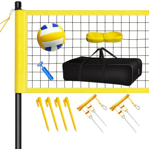 NEWFUN Rete Beach Volley, Set Rete da Pallavolo Portatile, Regolabile in Altezza, Adatto per Giardino, Spiaggia e Prato