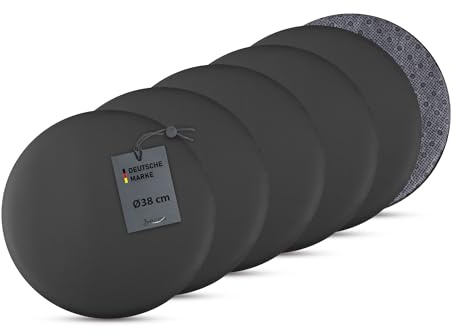 Bestlivings 6er Pack Stuhlkissen schwarz Ø38 cm Lederimitat mit Anti-Rutsch, Sitzauflage für Zuhause, Büro und Garten, ideal für Komfort und Stil