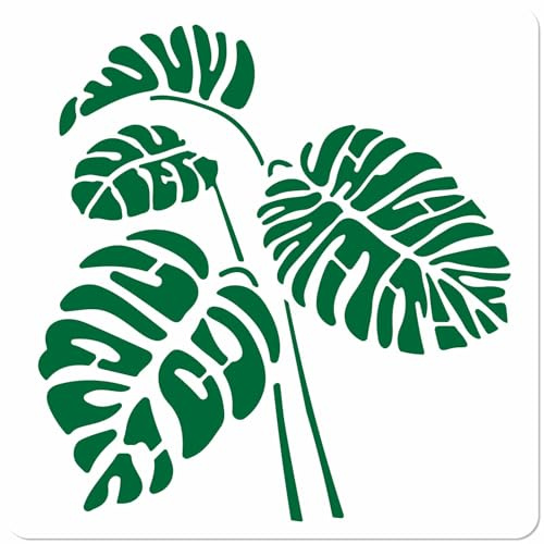 GORGECRAFT Große Schablone Mit Monstera Blättern 30x30cm Zeichenvorlagen Für Tropische Pflanzenblätter Botanisches Thema Wiederverwendbare Kunststoffschablonen Zum Malen Auf Leinwand Holz Wand Tür Hei